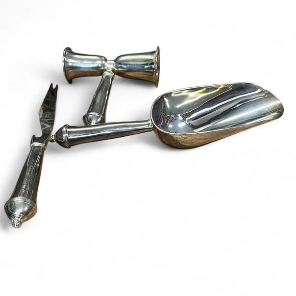 Towle Silversmiths Barware Drink Ice Scoop Jigger Set of 3 Pick Cocktail Plated - Picture 1 of 4